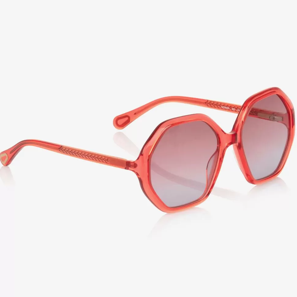 Chloé Girls Red Hexagonal Sunglasses^ Clothing Accessories