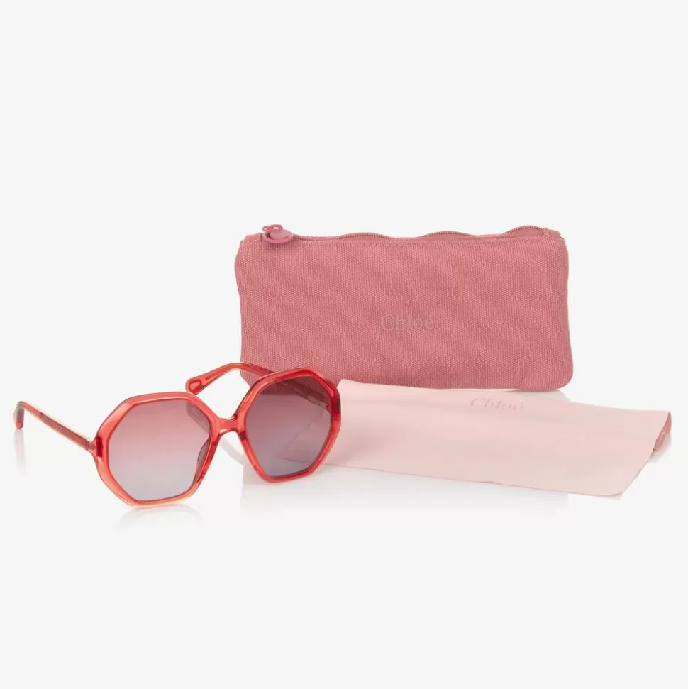 Chloé Girls Red Hexagonal Sunglasses^ Clothing Accessories