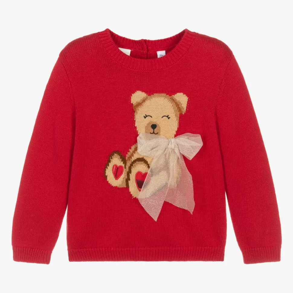 iDO Baby Girls Red Knit Teddy Bear Jumper^ Tops