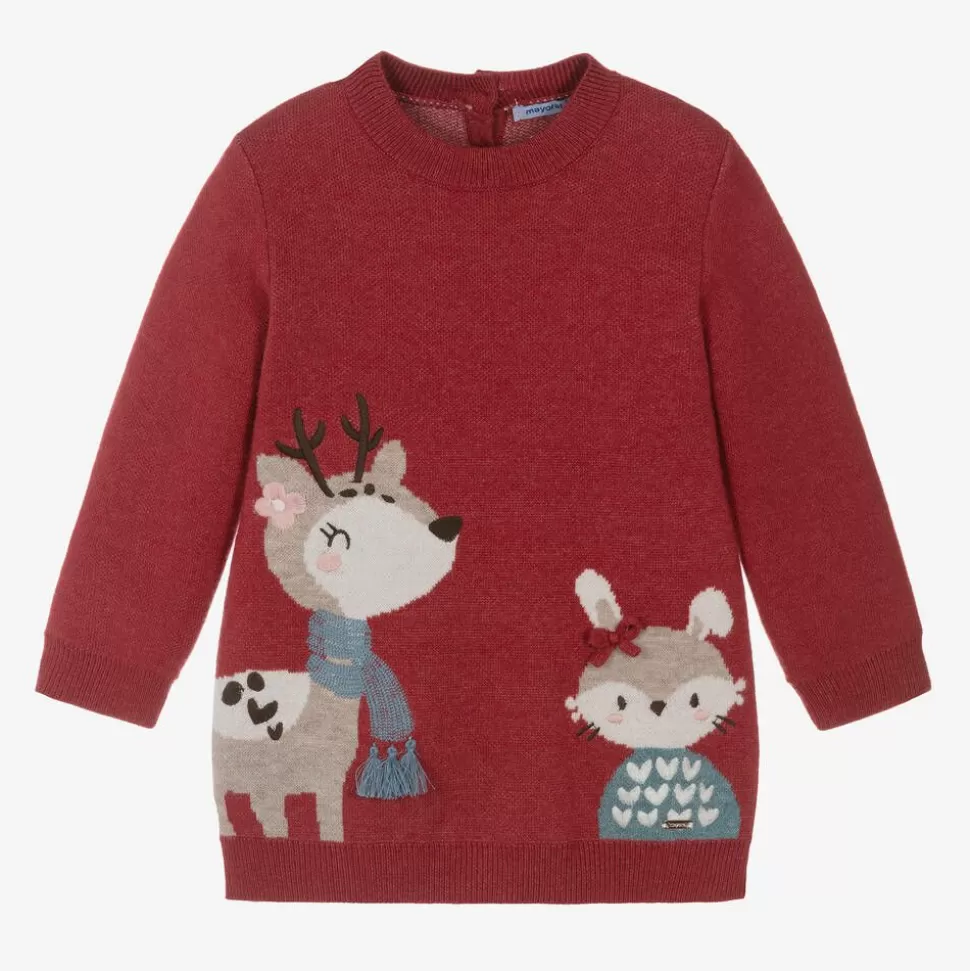 Mayoral Girls Red Knitted Jumper Dress^ Dresses