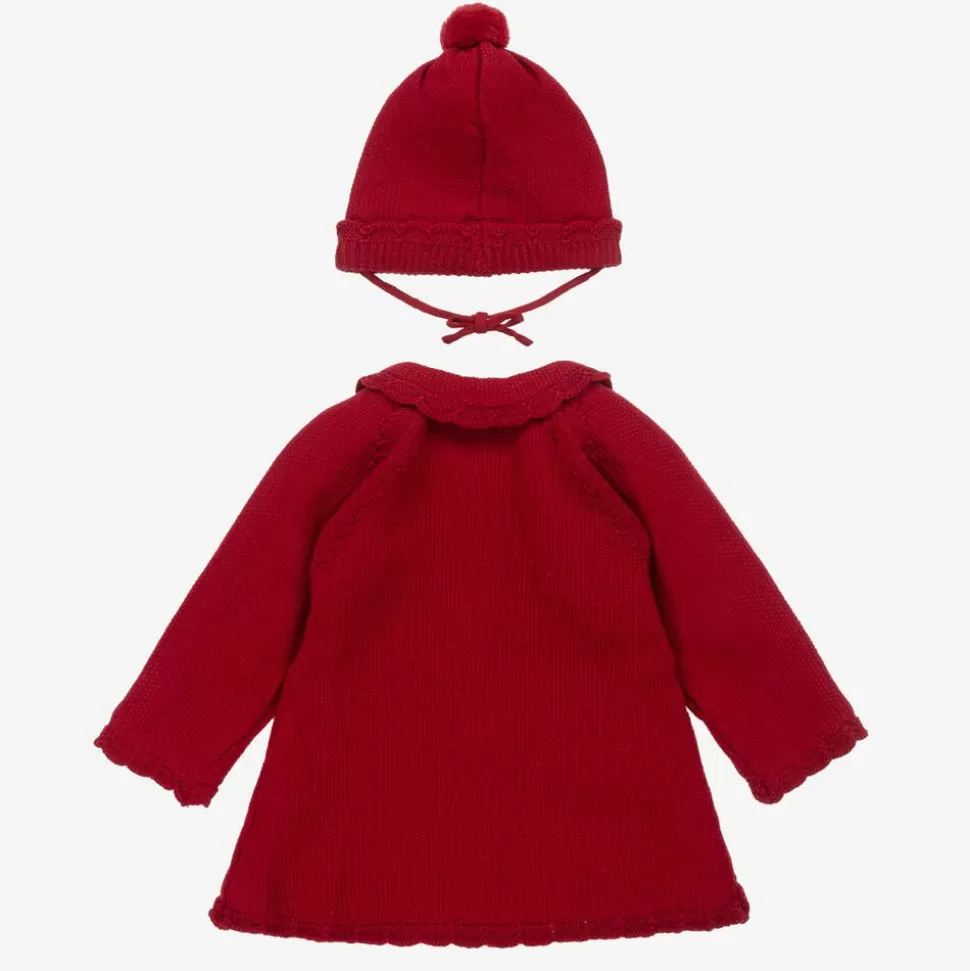 Mayoral Girls Red Knitted Pram Coat & Hat Set^ Coats & Jackets