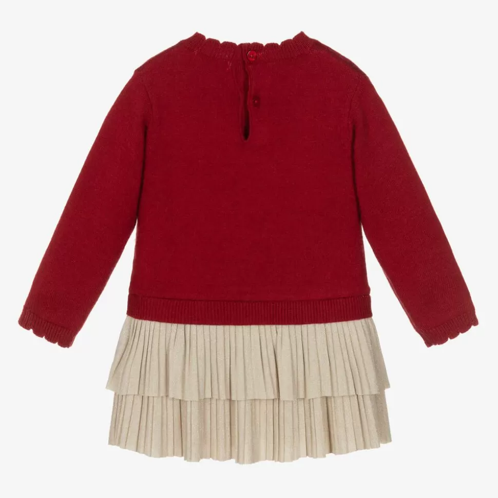 Mayoral Girls Red Knitted Reindeer Dress^ Dresses