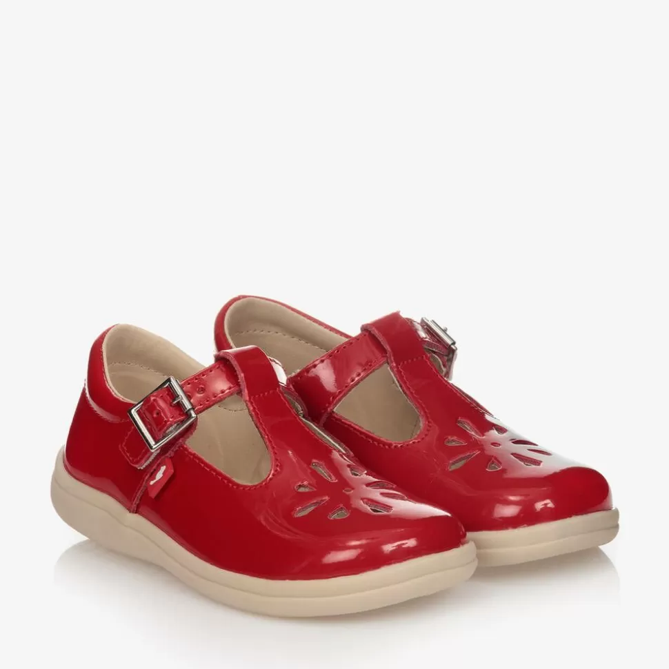 Chipmunks Girls Red Leather T-Bar Shoes^ Traditional Shoes