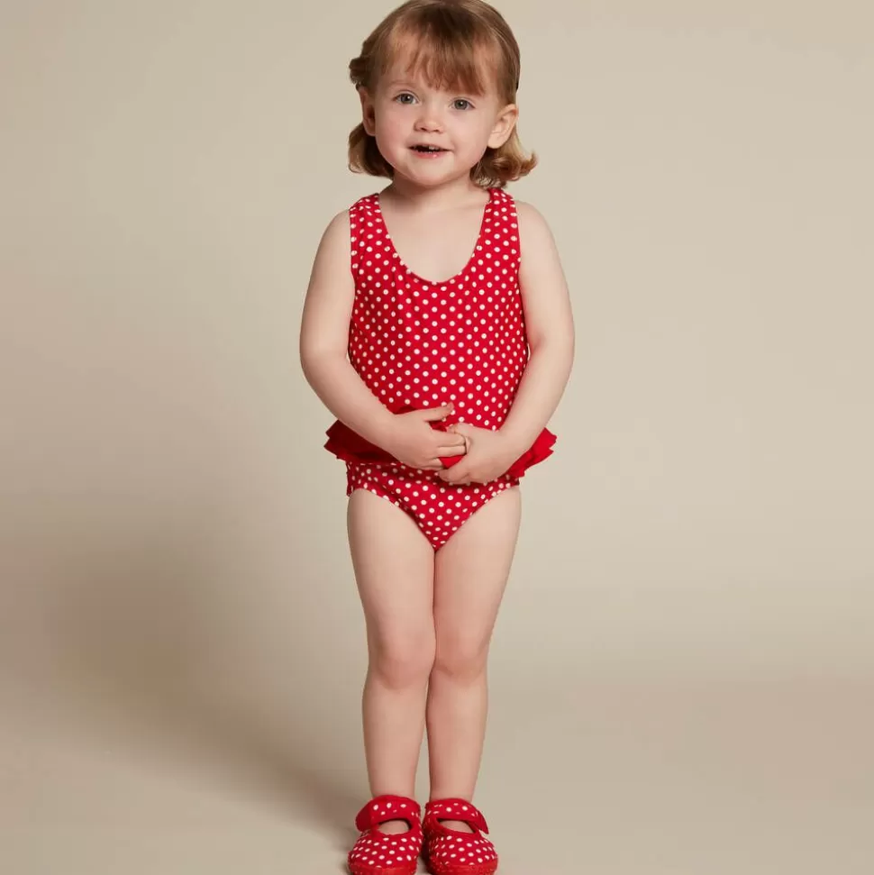 Playshoes Girls Red Polka Dot Swimsuit (UPF50+)^ Swimwear