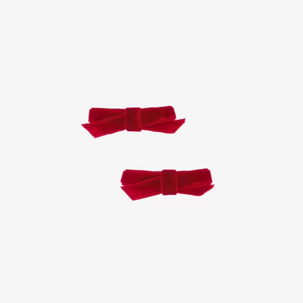 Bowtique London Girls Red Velvet Bow Hair Clips (2 Pack)^ Hair Accessories