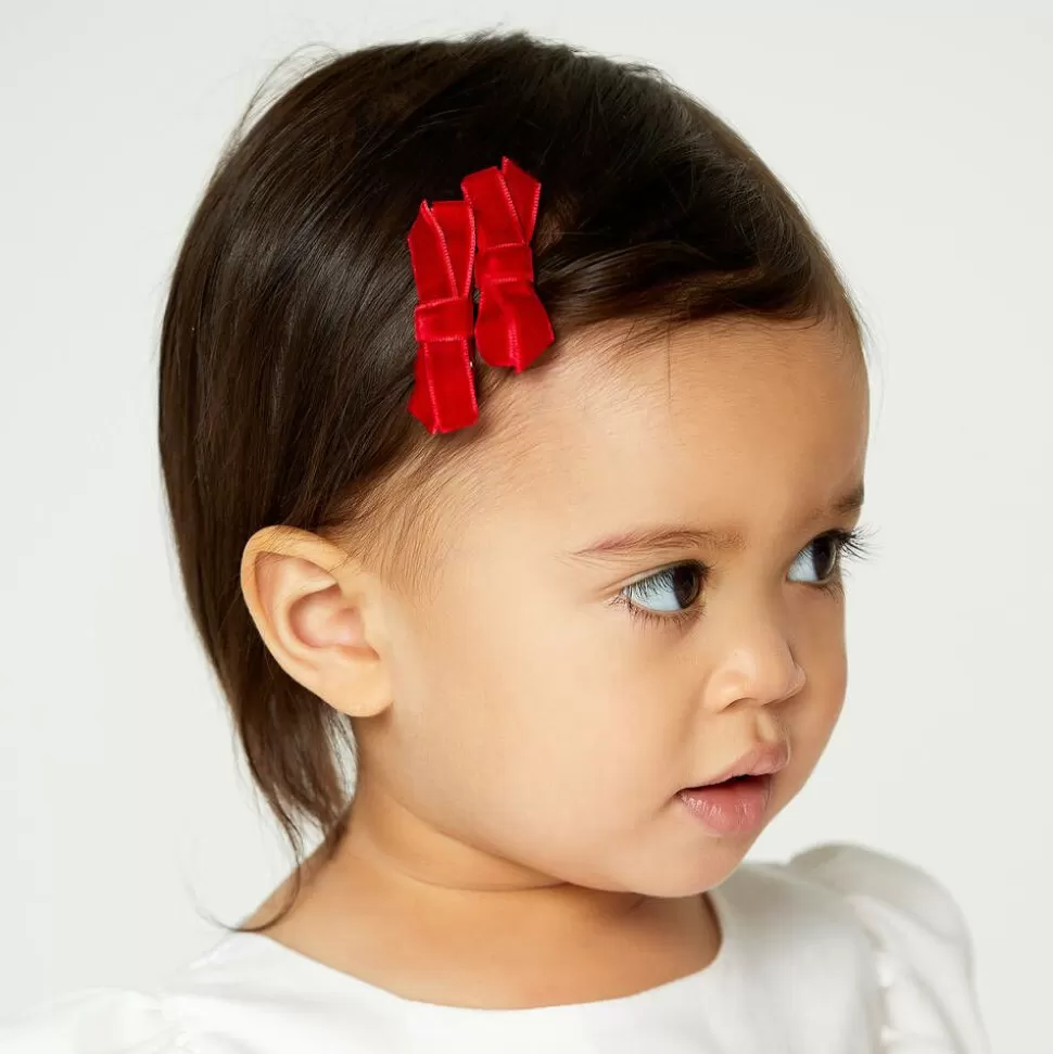 Bowtique London Girls Red Velvet Bow Hair Clips (2 Pack)^ Hair Accessories