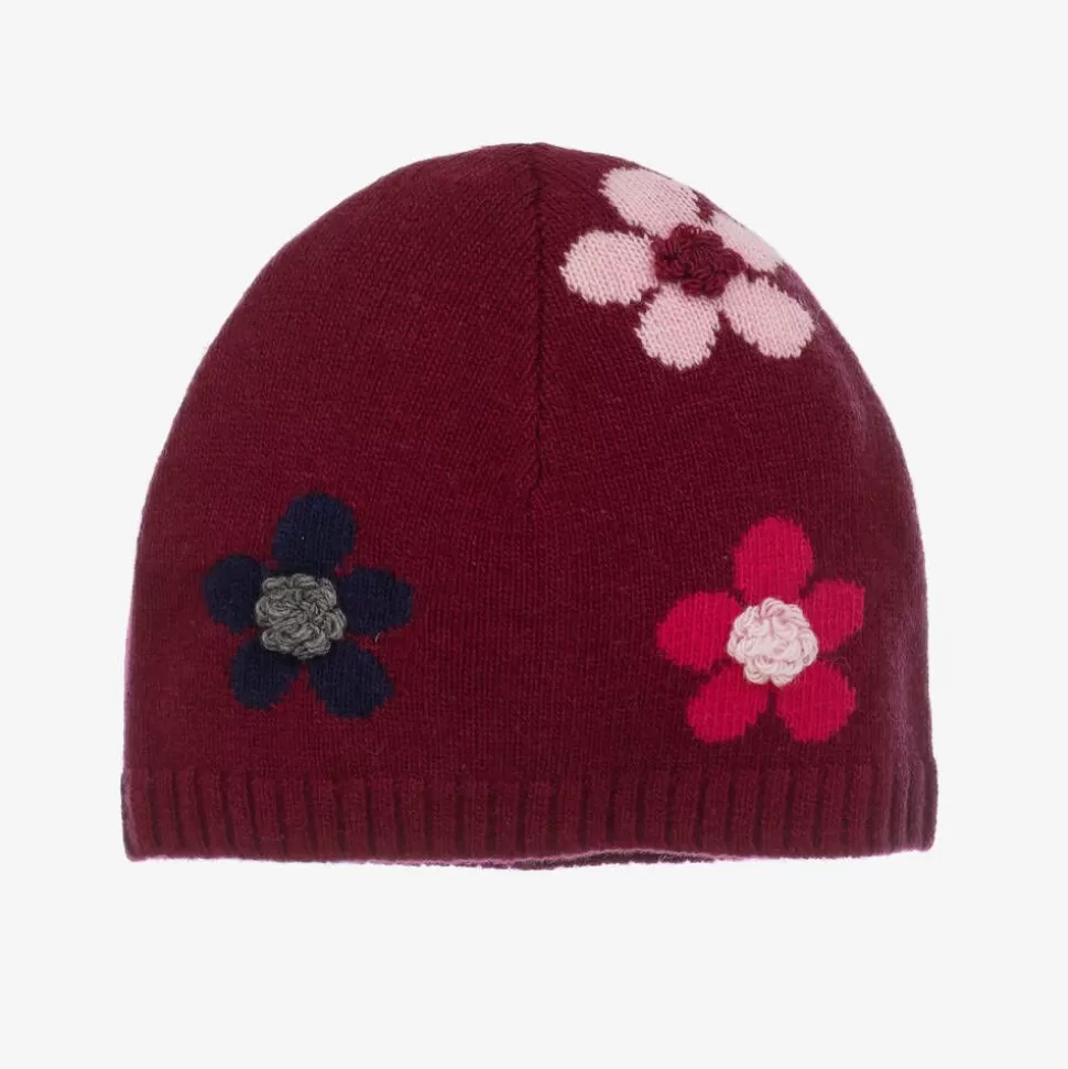 Il Gufo Girls Red Wool Flower Beanie Hat^ Hats