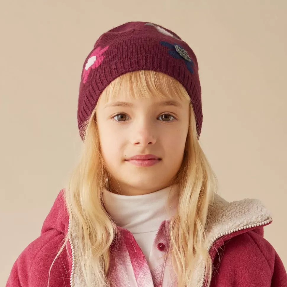 Il Gufo Girls Red Wool Flower Beanie Hat^ Hats