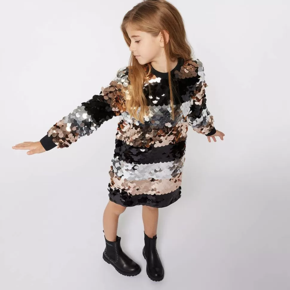 Sonia Rykiel Paris Girls Silver & Black Striped Sequin Dress^ Dresses