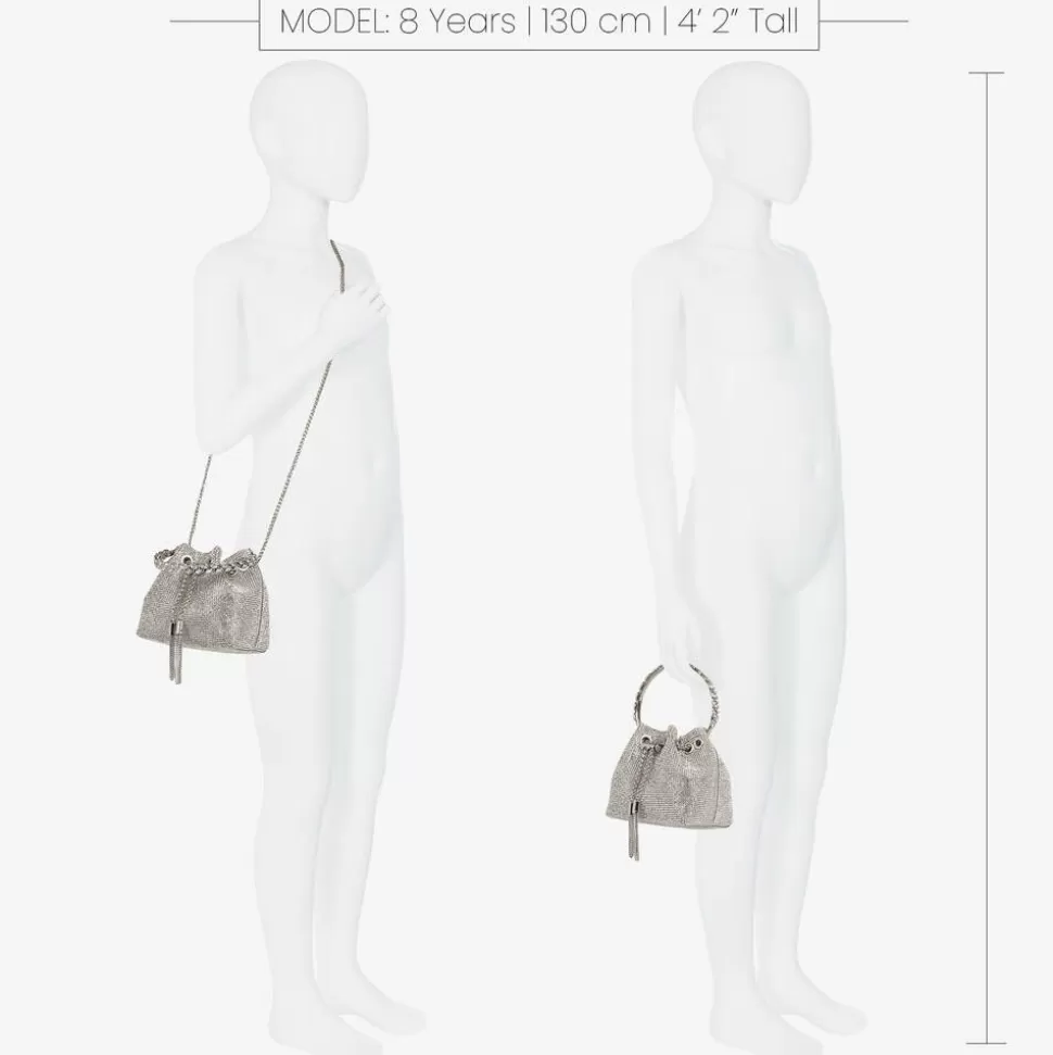 David Charles Girls Silver Diamanté Bucket Bag (15cm)^ Bags