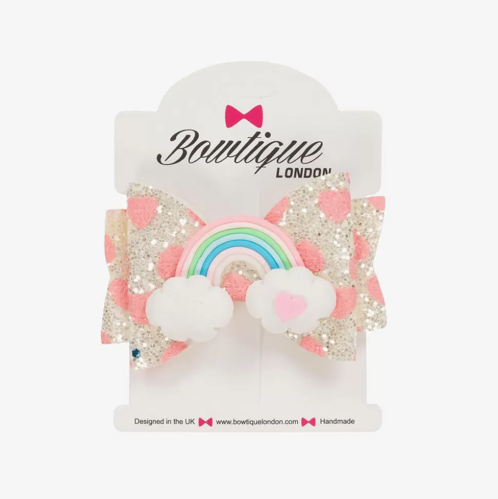 Bowtique London Girls Silver Rainbow Bow Hair Clip (8cm)^ Hair Accessories