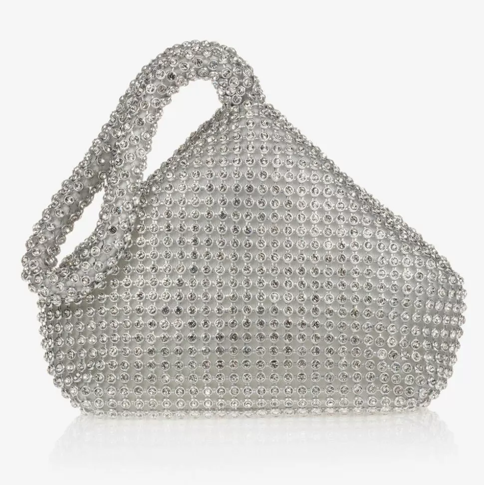 David Charles Girls Silver Rhinestone Handbag (15cm)^ Bags
