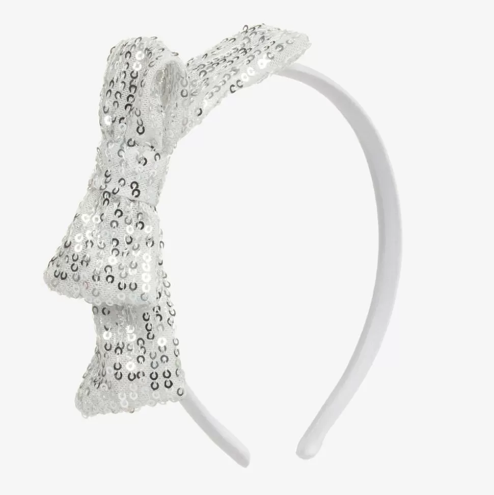 Patachou Girls Silver Sequin Bow Hairband^ Hair Accessories