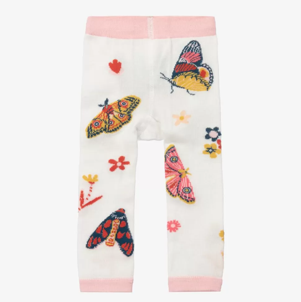 Powell Craft Girls White & Pink Cotton Butterfly Leggings^ Leggings
