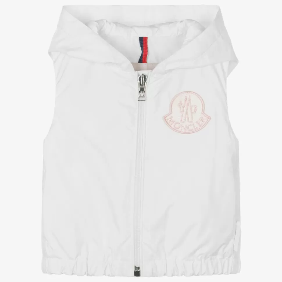 Moncler Enfant Girls White & Pink Essien Hooded Gilet^ Coats & Jackets
