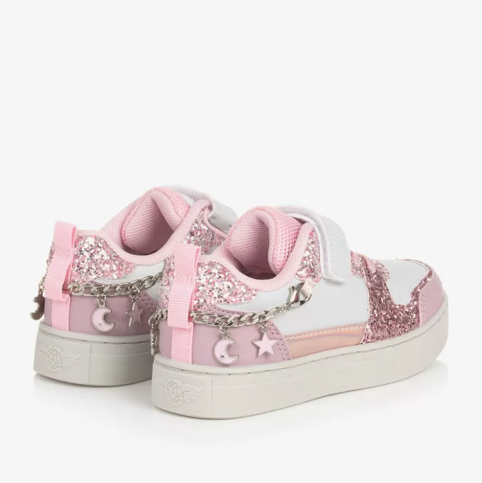Lelli Kelly Girls White & Pink Glitter Velcro Trainers^ Trainers