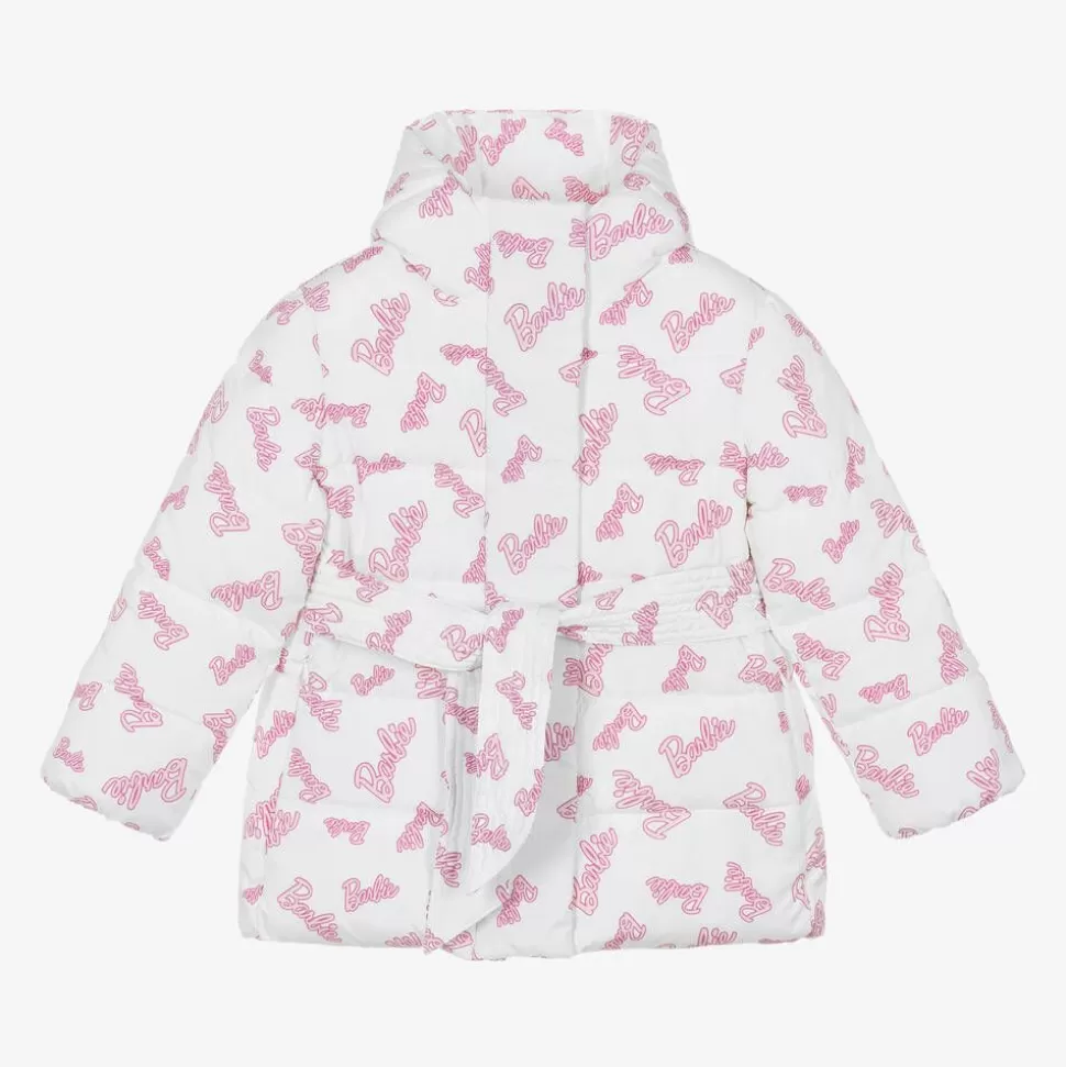 Monnalisa Girls White & Pink Puffer Barbie Coat^ Coats & Jackets
