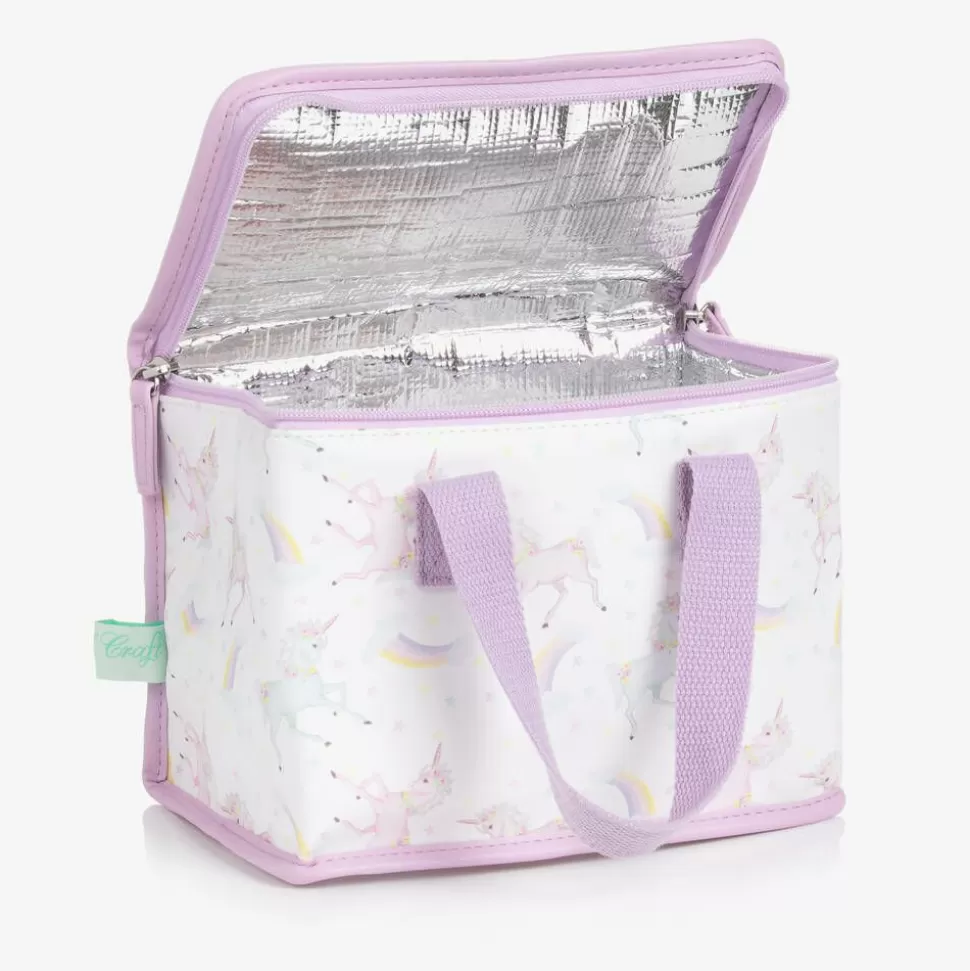 Powell Craft Girls White & Purple Unicorn Lunch Bag (21cm)^ Lunch Accessories