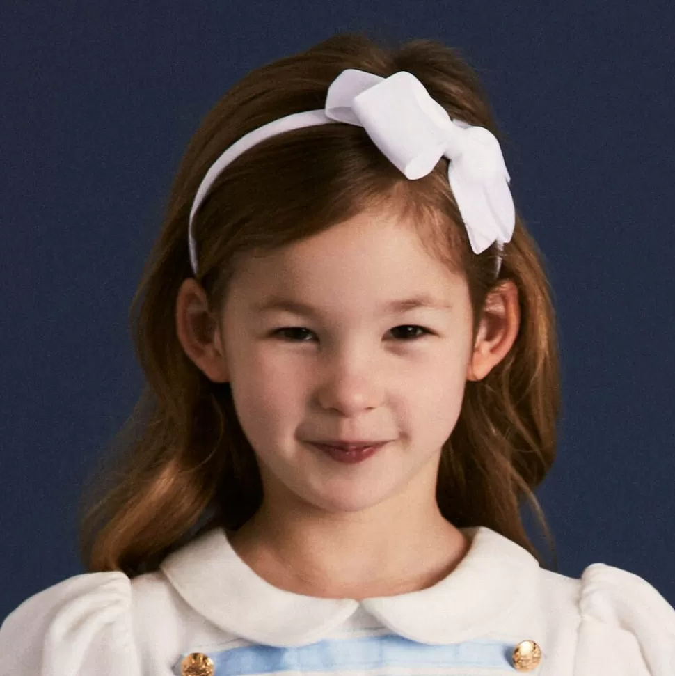 Peach Ribbons Girls White Bow Hairband^ Hair Accessories