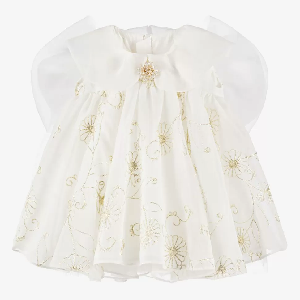 Junona Girls White Chiffon Embroidered Dress^ Gifts