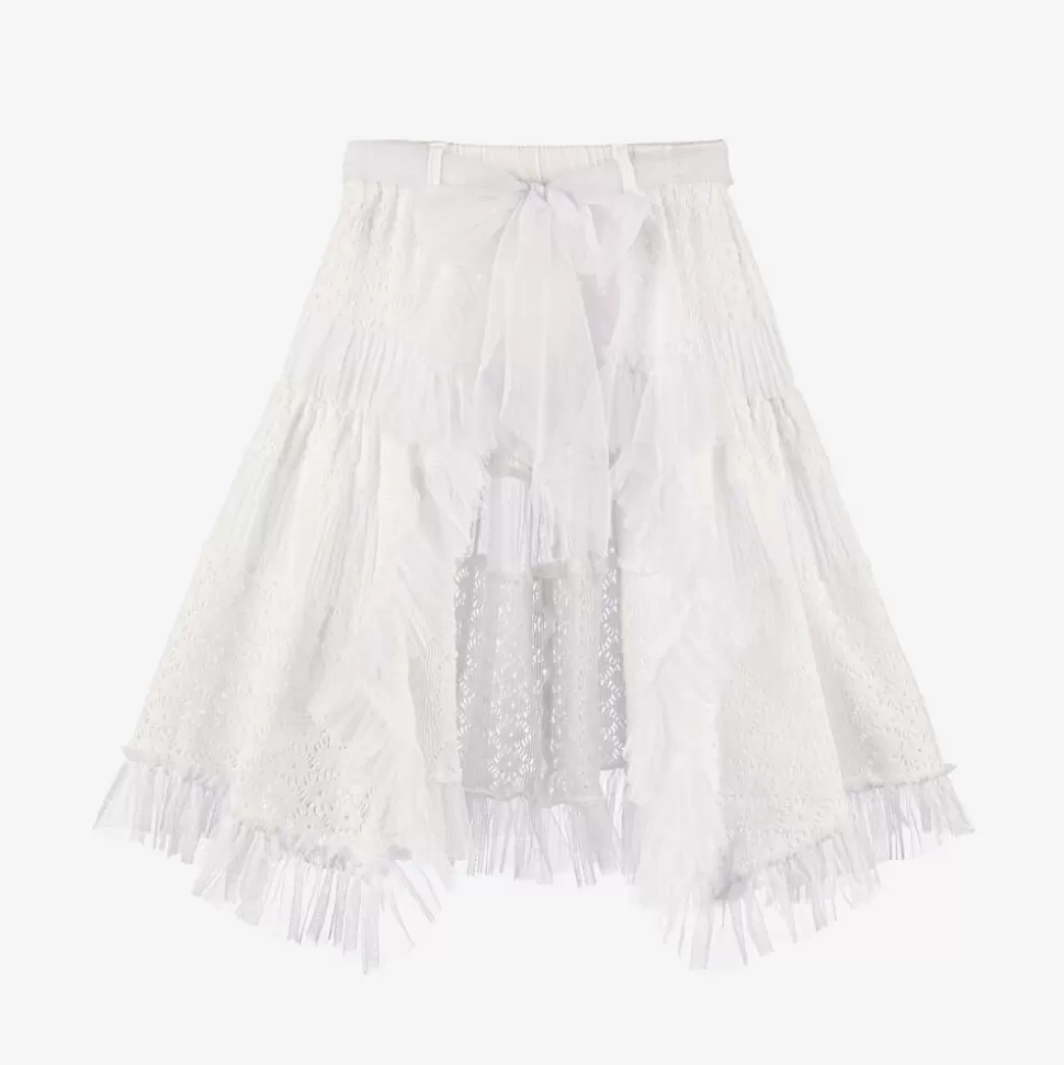 Selini Action Girls White Cotton & Tulle Beach Skirt^ Skirts