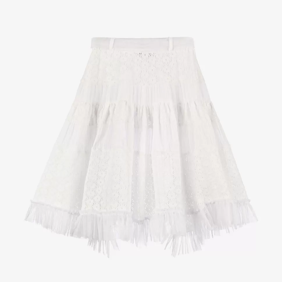 Selini Action Girls White Cotton & Tulle Beach Skirt^ Skirts