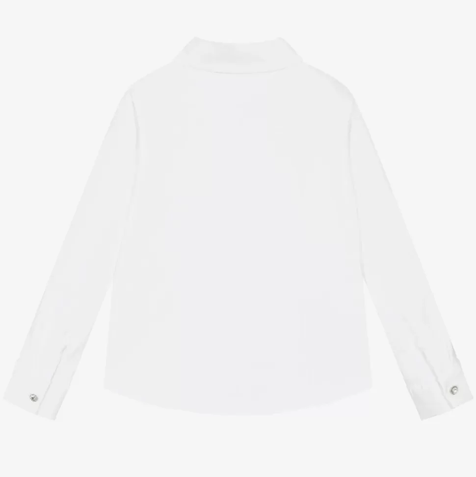 Lapin House Girls White Cotton Beaded Collar Blouse^ Tops