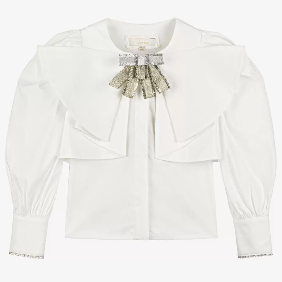 Junona Girls White Cotton Blouse^ Tops