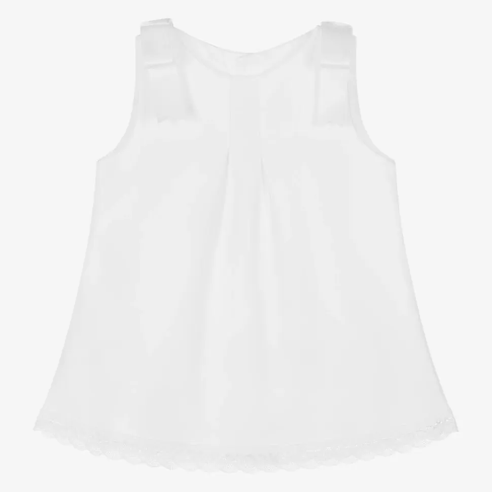 Mebi Girls White Cotton Bow Dress^ Dresses