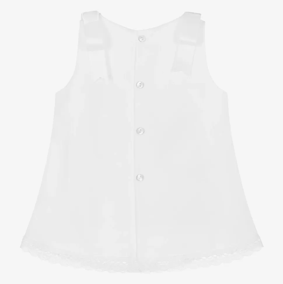 Mebi Girls White Cotton Bow Dress^ Dresses
