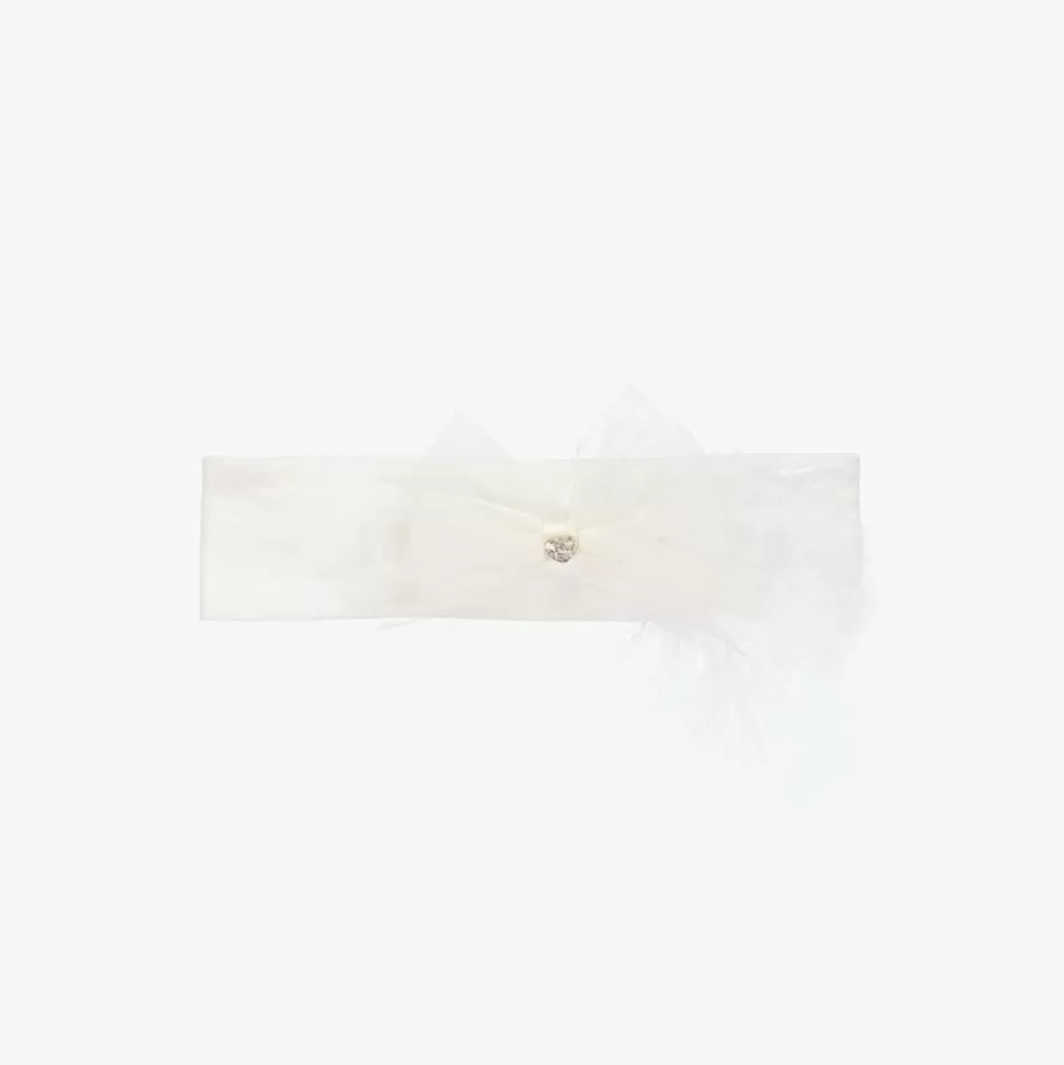 Monnalisa Girls White Cotton Bow Headband^ Hair Accessories