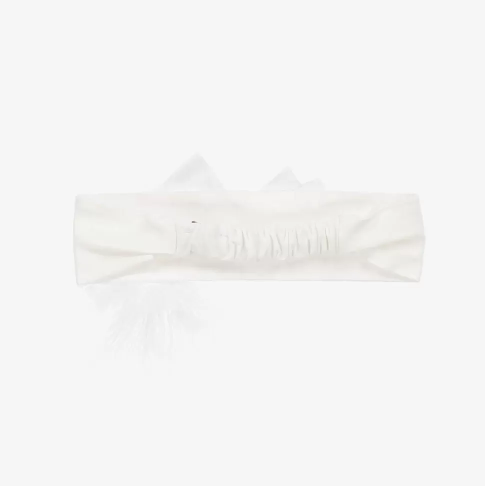 Monnalisa Girls White Cotton Bow Headband^ Hair Accessories