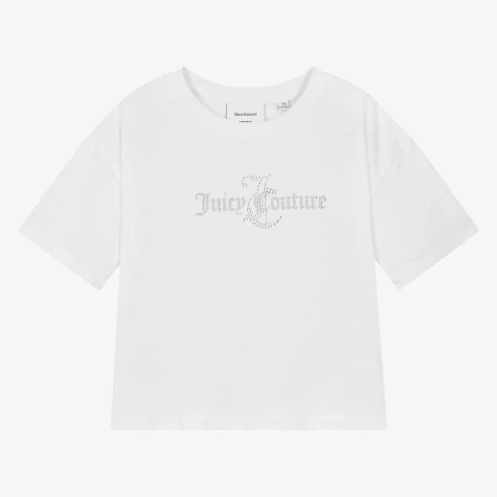 Juicy Couture Girls White Cotton Boxy Fit T-Shirt^ Tops