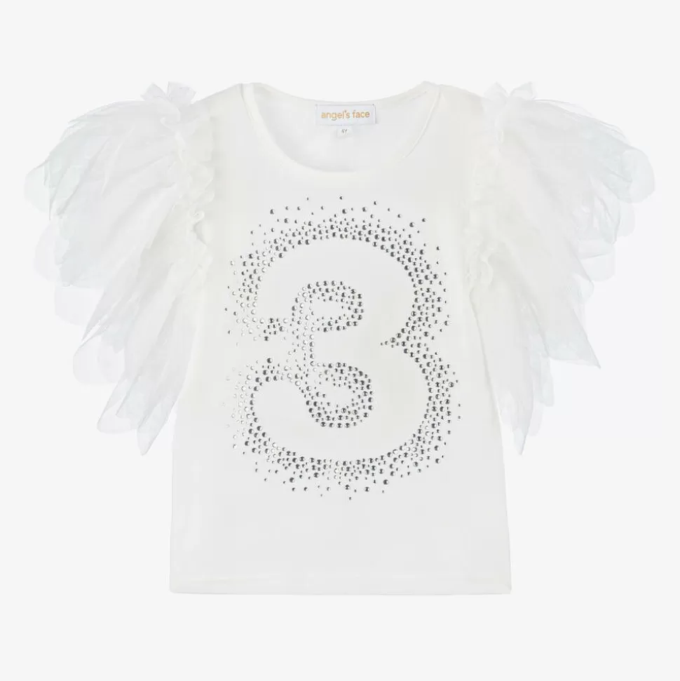 Angels Face Girls White Cotton 3rd Birthday T-Shirt^ Tops