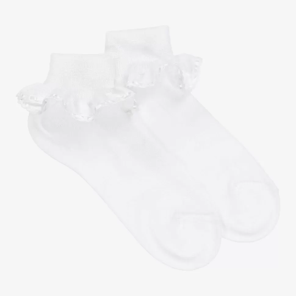 Story Loris Girls White Cotton Ruffles Socks^ Socks