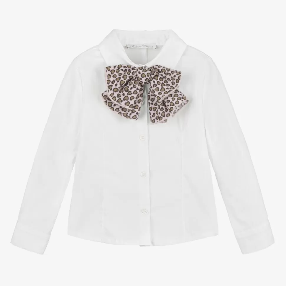 Balloon Chic Girls White Cotton Shirt^ Tops