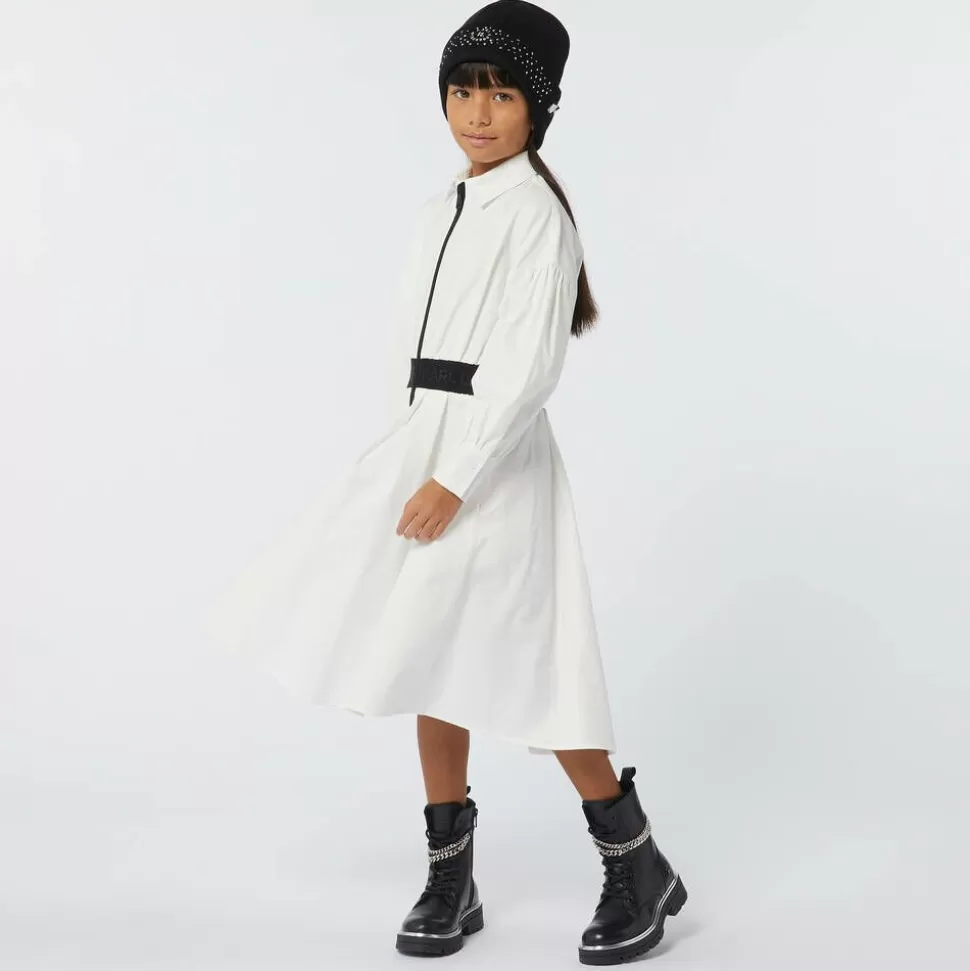 KARL LAGERFELD KIDS Girls White Cotton Shirt Dress^ Dresses