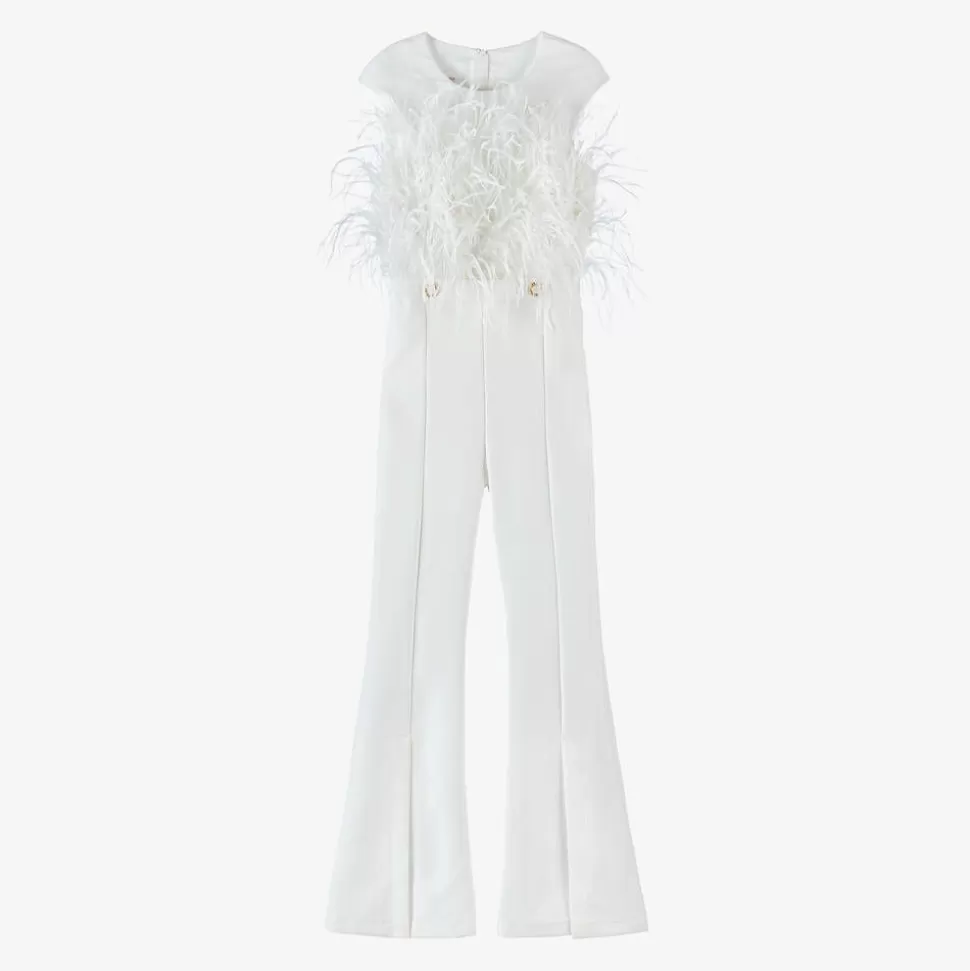 Junona Girls White Feather Jumpsuit^ Trousers
