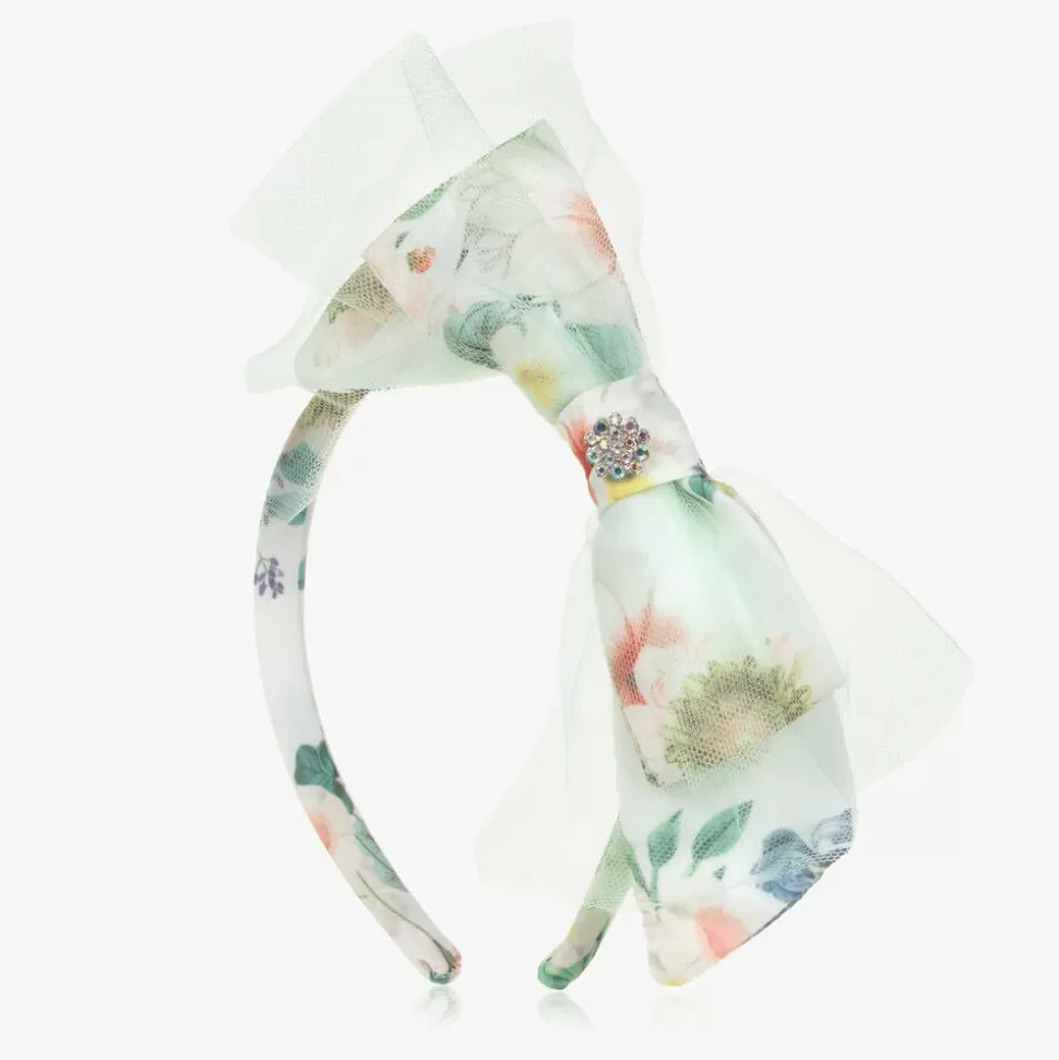 Patachou Girls White Floral Bow Hairband^ Hair Accessories