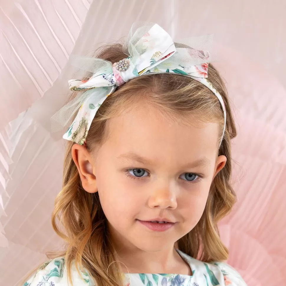 Patachou Girls White Floral Bow Hairband^ Hair Accessories