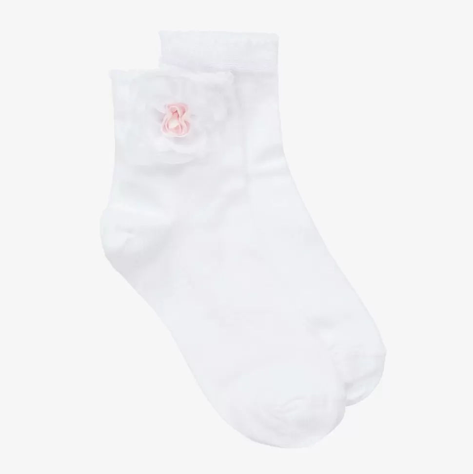 Story Loris Girls White Flower Cotton Socks^ Socks