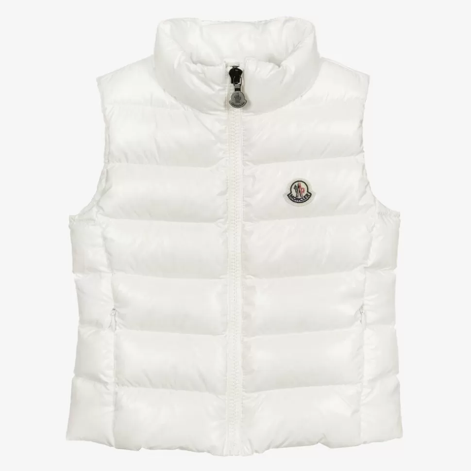 Moncler Enfant Girls White Ghany Down Padded Gilet^ Coats & Jackets