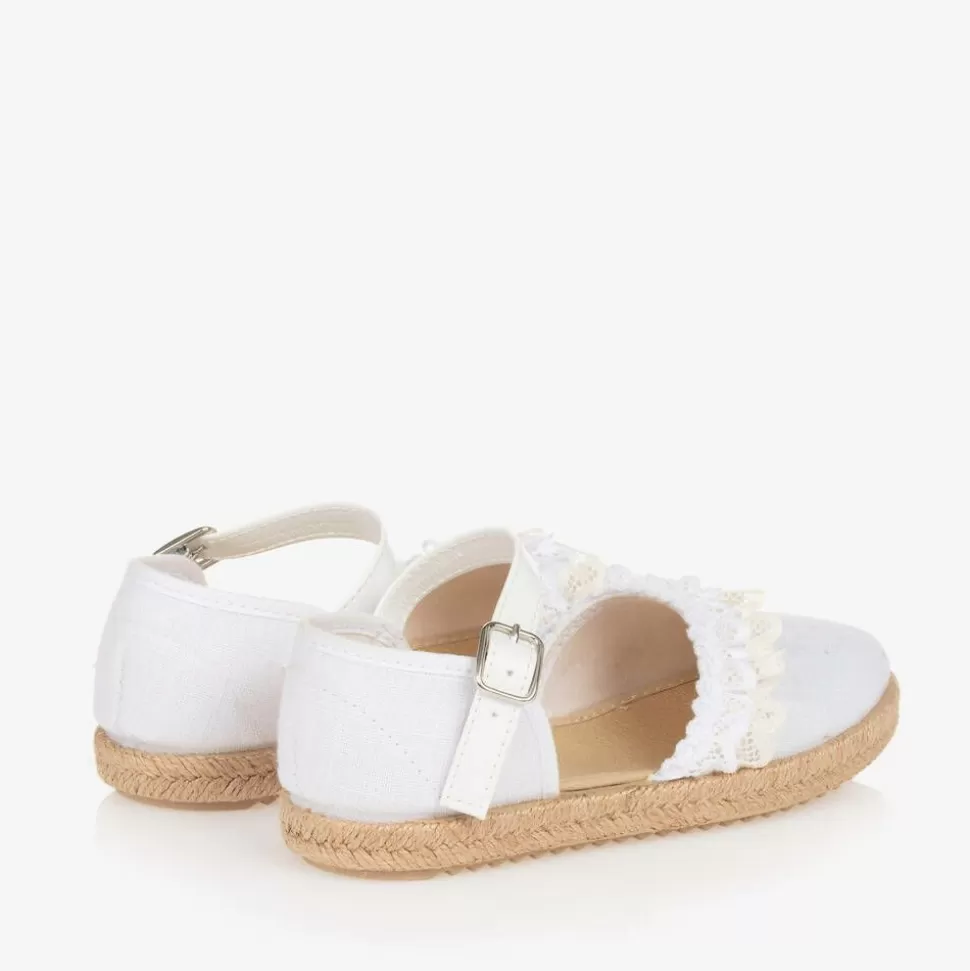 Pisamonas Girls White Lacey Espadrilles^ Espadrilles | Espadrilles