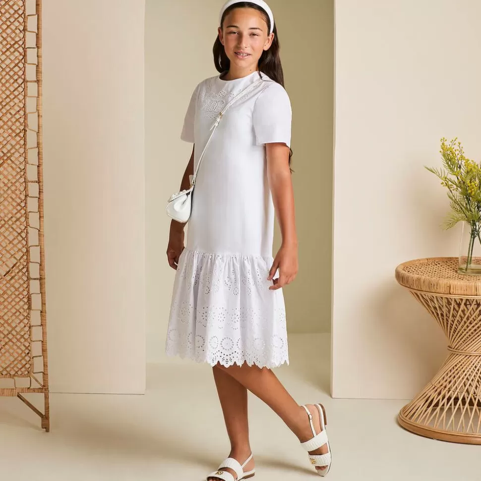 Dolce amp; Gabbana Girls White Leather Crochet Sandals^ Sandals | Sandals