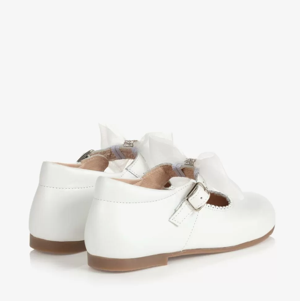 Childrens Classics Girls White Leather Shoes^ Traditional Shoes | Bar Shoes