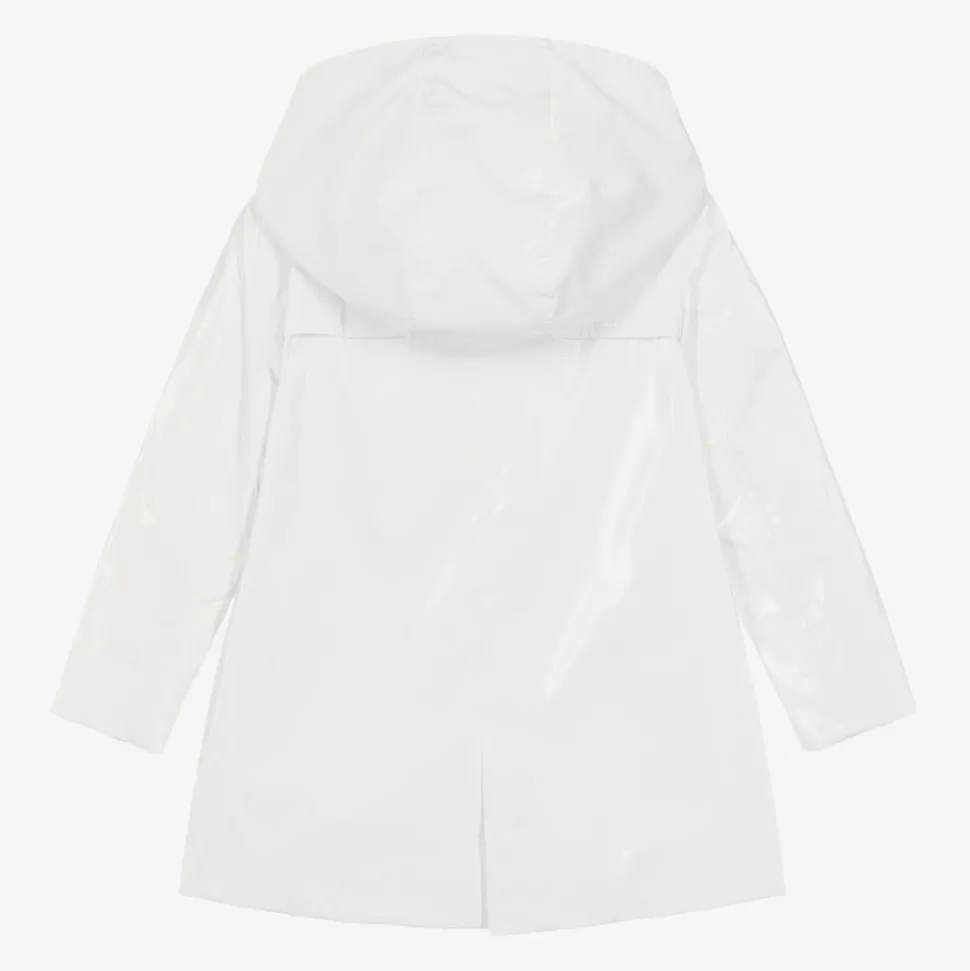 Moncler Enfant Girls White Logo Raincoat^ Coats & Jackets