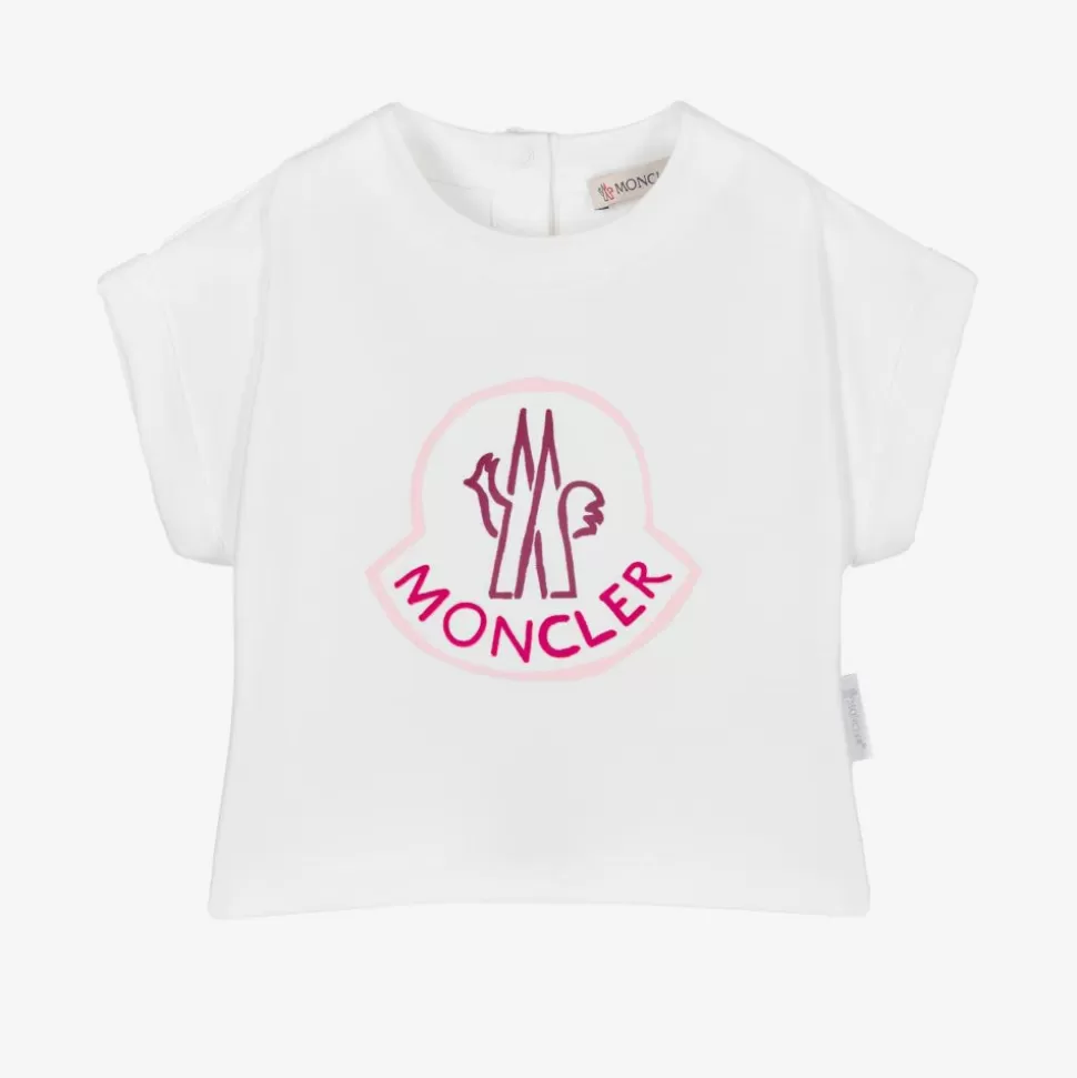 Moncler Enfant Girls White Logo T-Shirt^ Tops