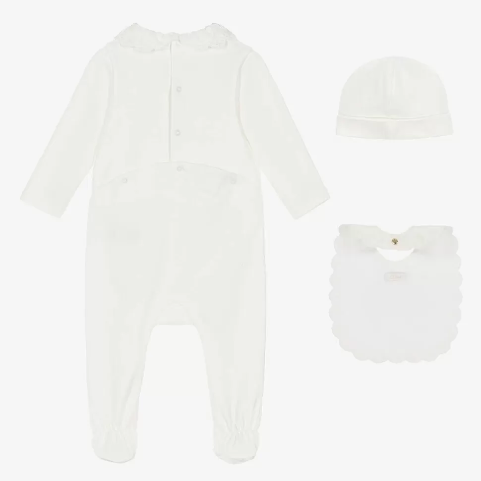Chloé Girls White Organic Cotton Babysuit Gift Set^ Babysuits