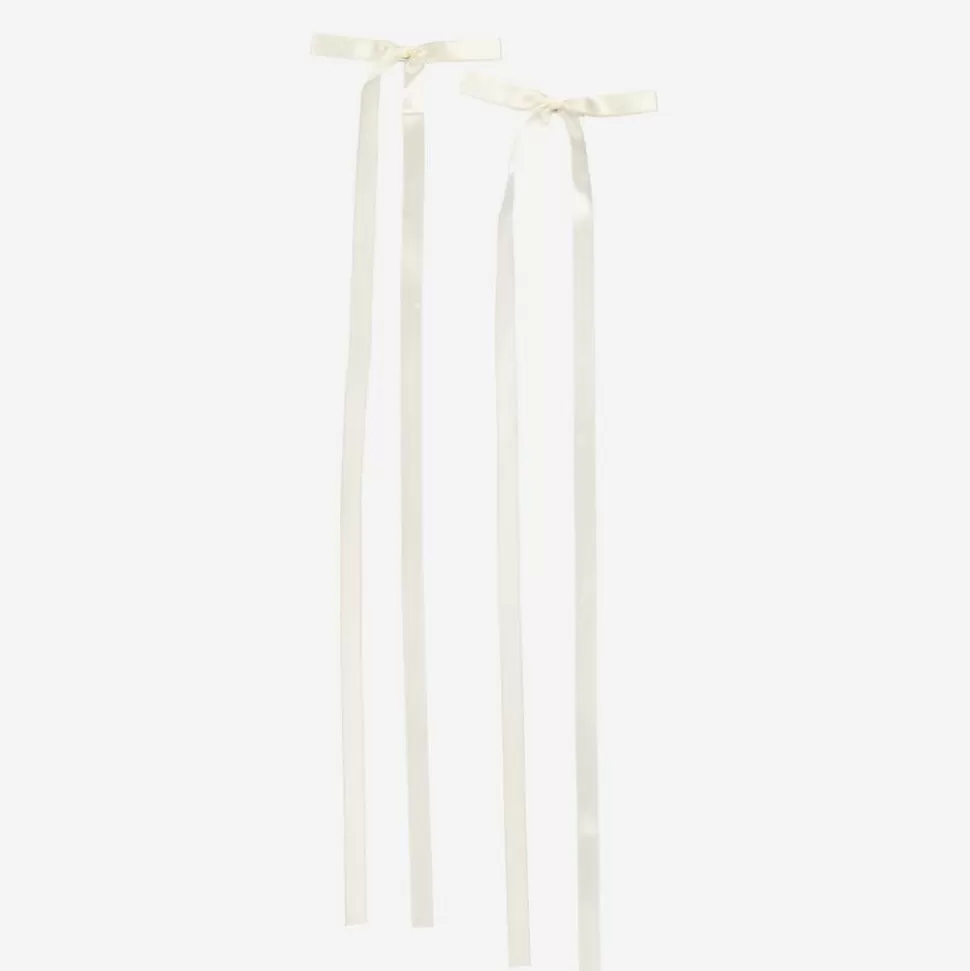 Junona Girls White Satin Bow Hair Clips (2 Pack)^ Hair Accessories