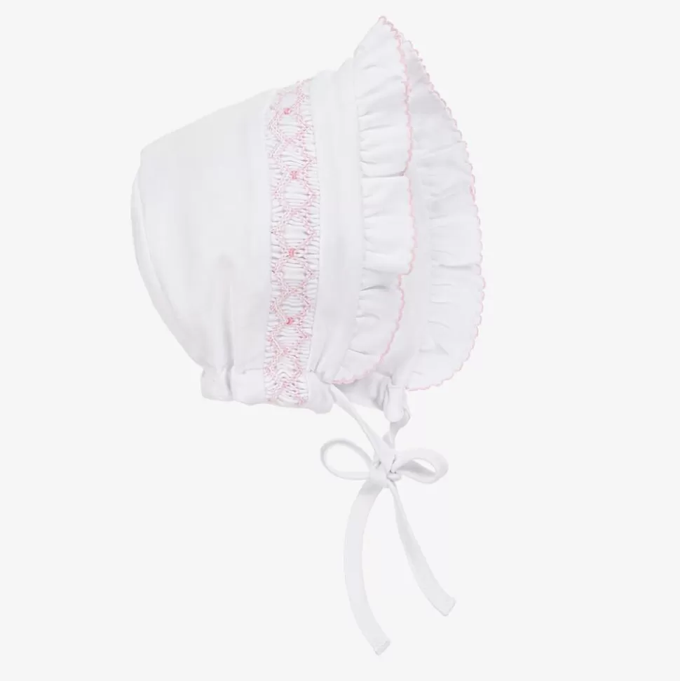 Kissy Kissy Girls White Smocked Pima Cotton Bonnet^ Hats | Hats